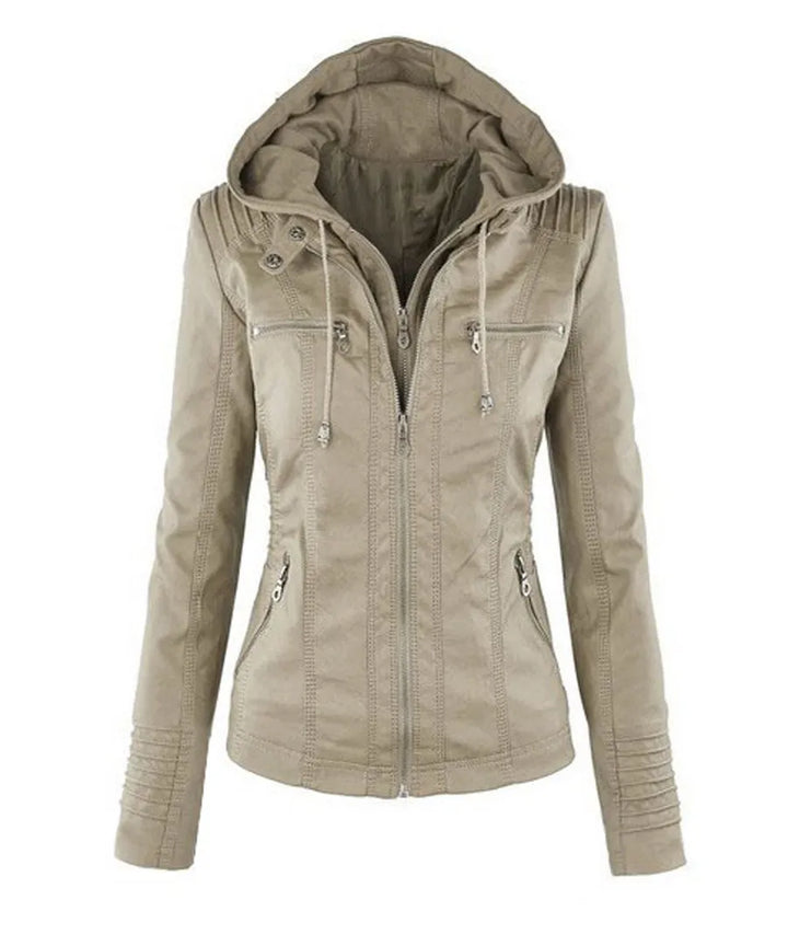 Lauren™ Stylish Hooded Leather Jacket