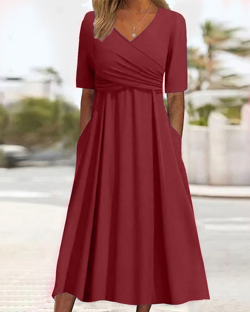 Marie™ Elegant dress with Tummy Cover V-neck