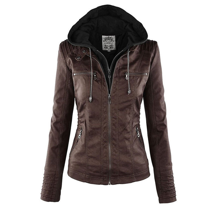 Lauren™ Stylish Hooded Leather Jacket