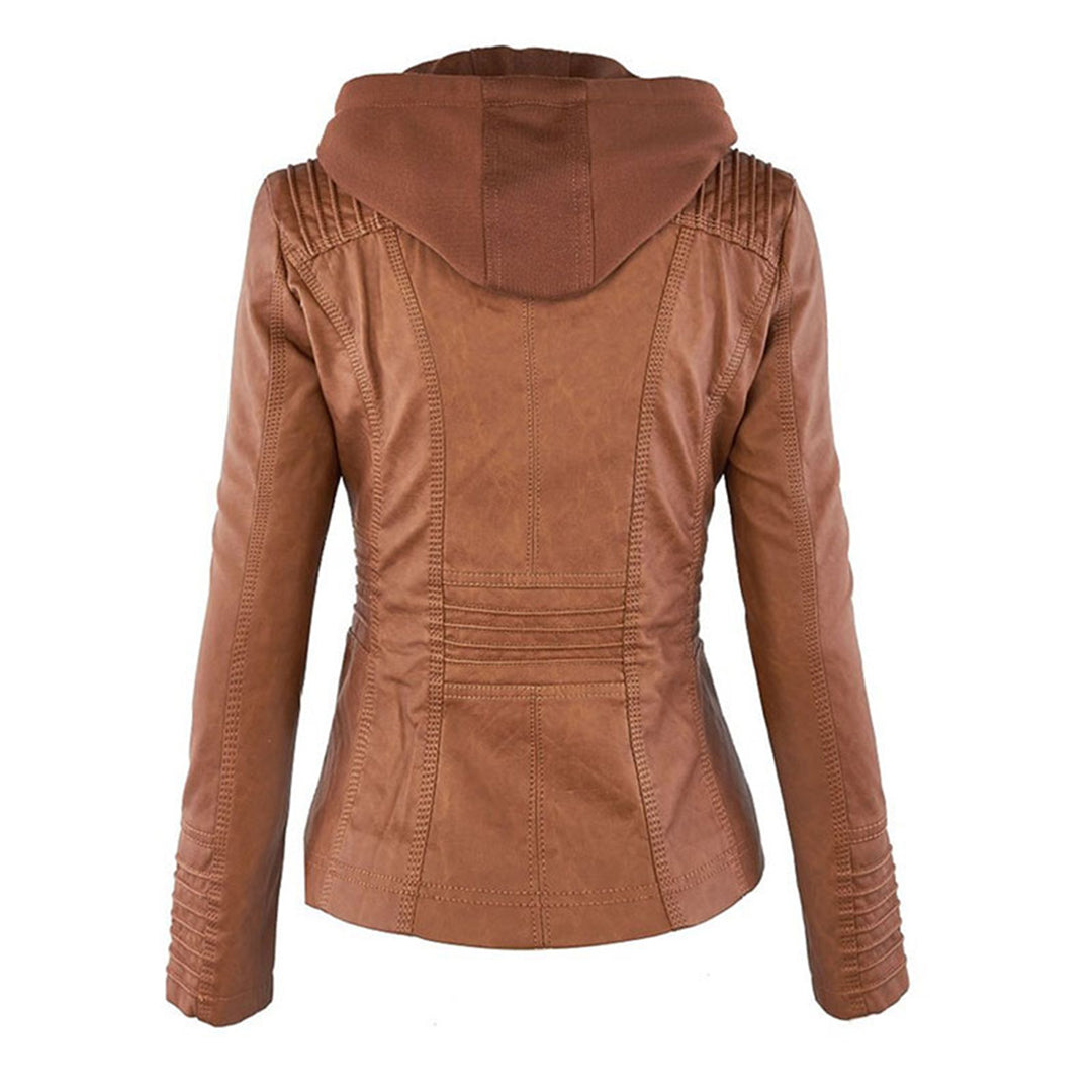 Lauren™ Stylish Hooded Leather Jacket