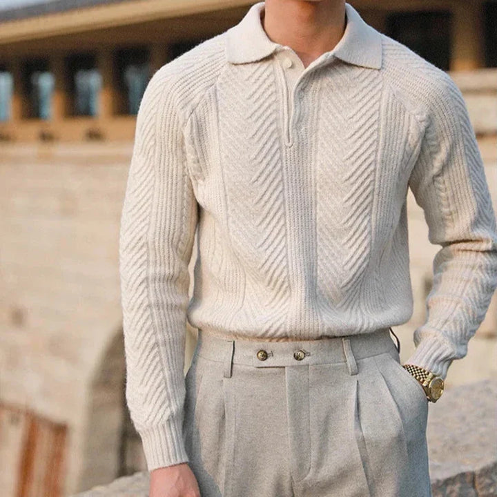 Charles™ Knitted Long Sleeve Polo Shirt