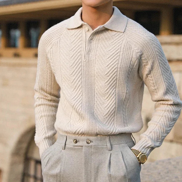 Charles™ Knitted Long Sleeve Polo Shirt