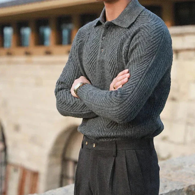 Charles™ Knitted Long Sleeve Polo Shirt