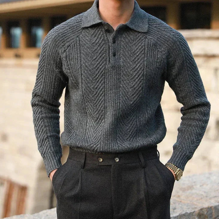 Charles™ Knitted Long Sleeve Polo Shirt