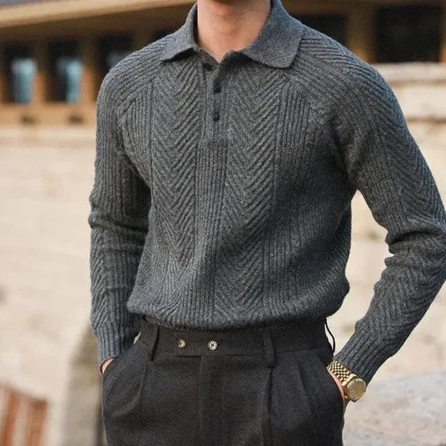 Charles™ Knitted Long Sleeve Polo Shirt