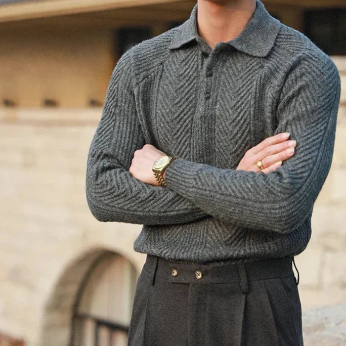 Charles™ Knitted Long Sleeve Polo Shirt