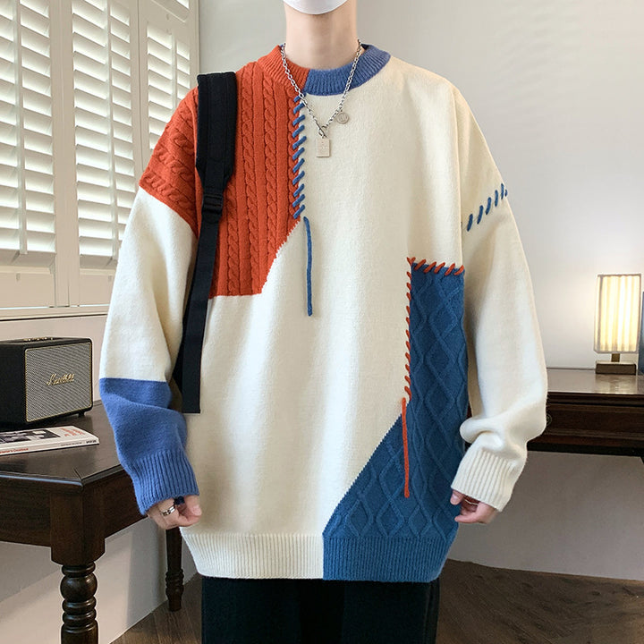 Marcus™ Crew Neck Patchwork Pullover